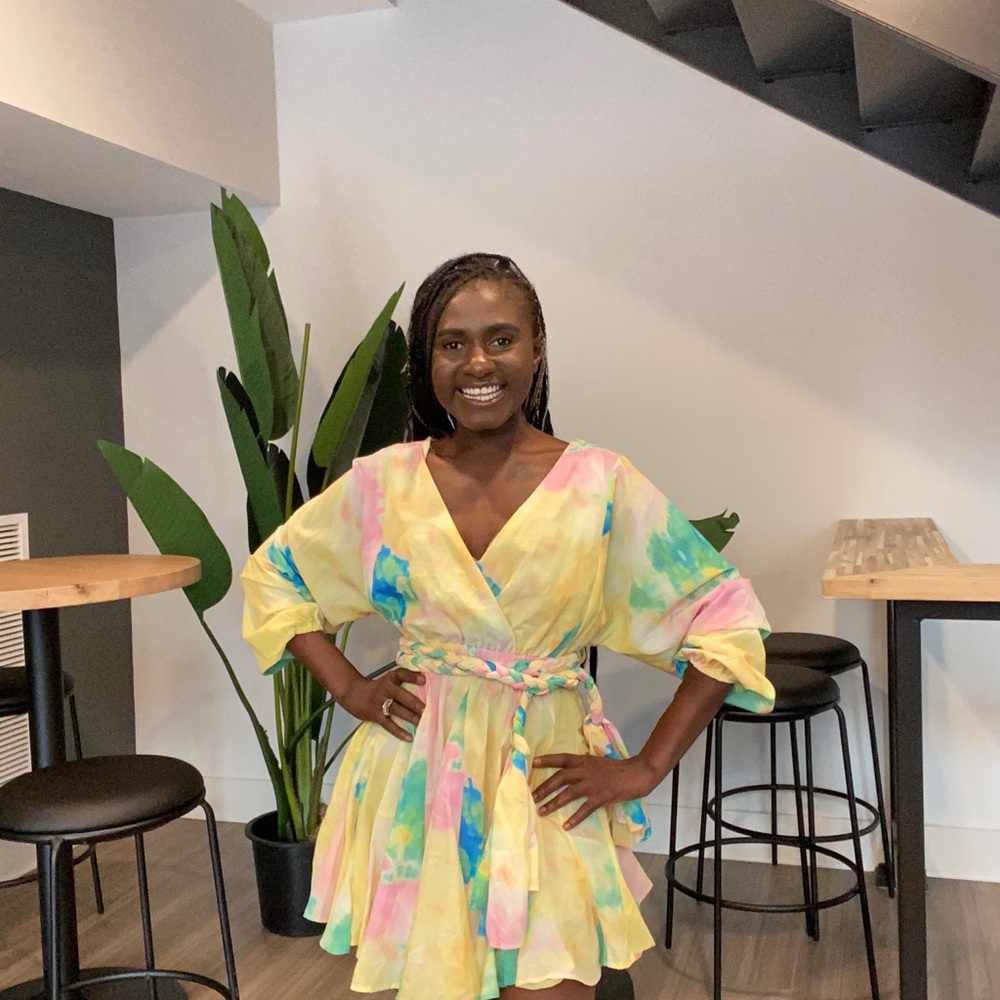 Rainbow Flare V-Neck Dress
